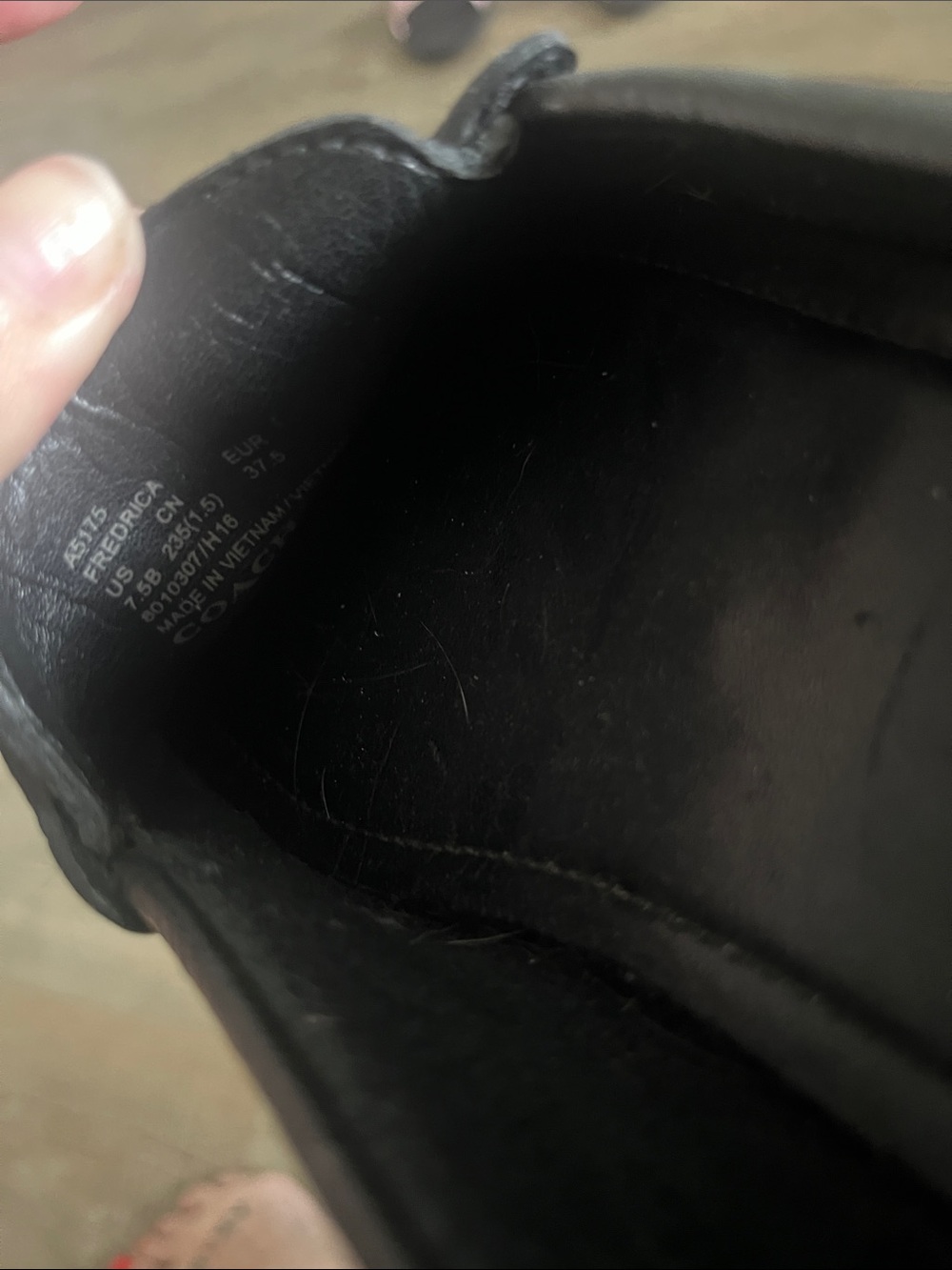 Coach Black Pebbled Leather Metal-Plate Loafers - Picture 5 of 5